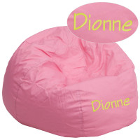 Flash Furniture DG-BEAN-LARGE-SOLID-PK-TXTEMB-GG Personalized Oversized Solid Light Pink Bean Bag Chair for Kids and Adults